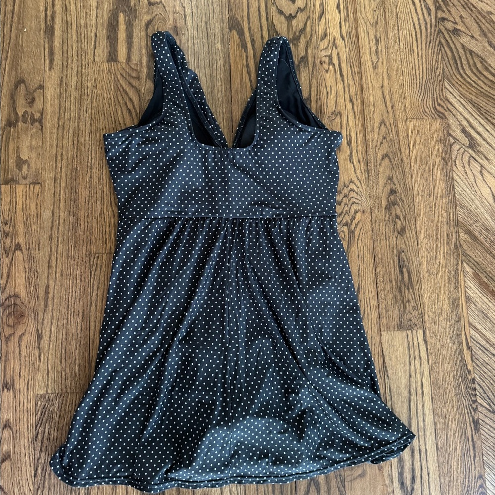 Miraclesuit XL Polka Dot Black White Sleeveless Swim Mini Dress One Piece Padded - Picture 3 of 7